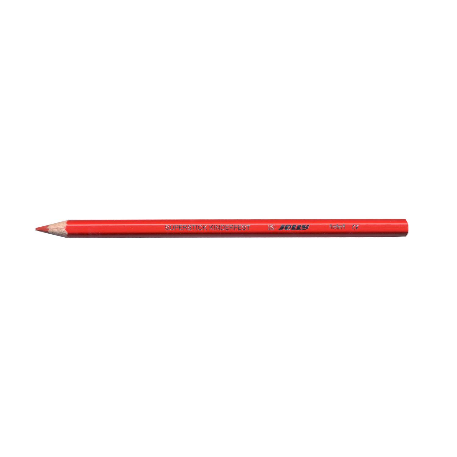 Jolly 3000-0341 Supersticks Buntstifte Kinderfest, zinnoberrot (12er Pack)