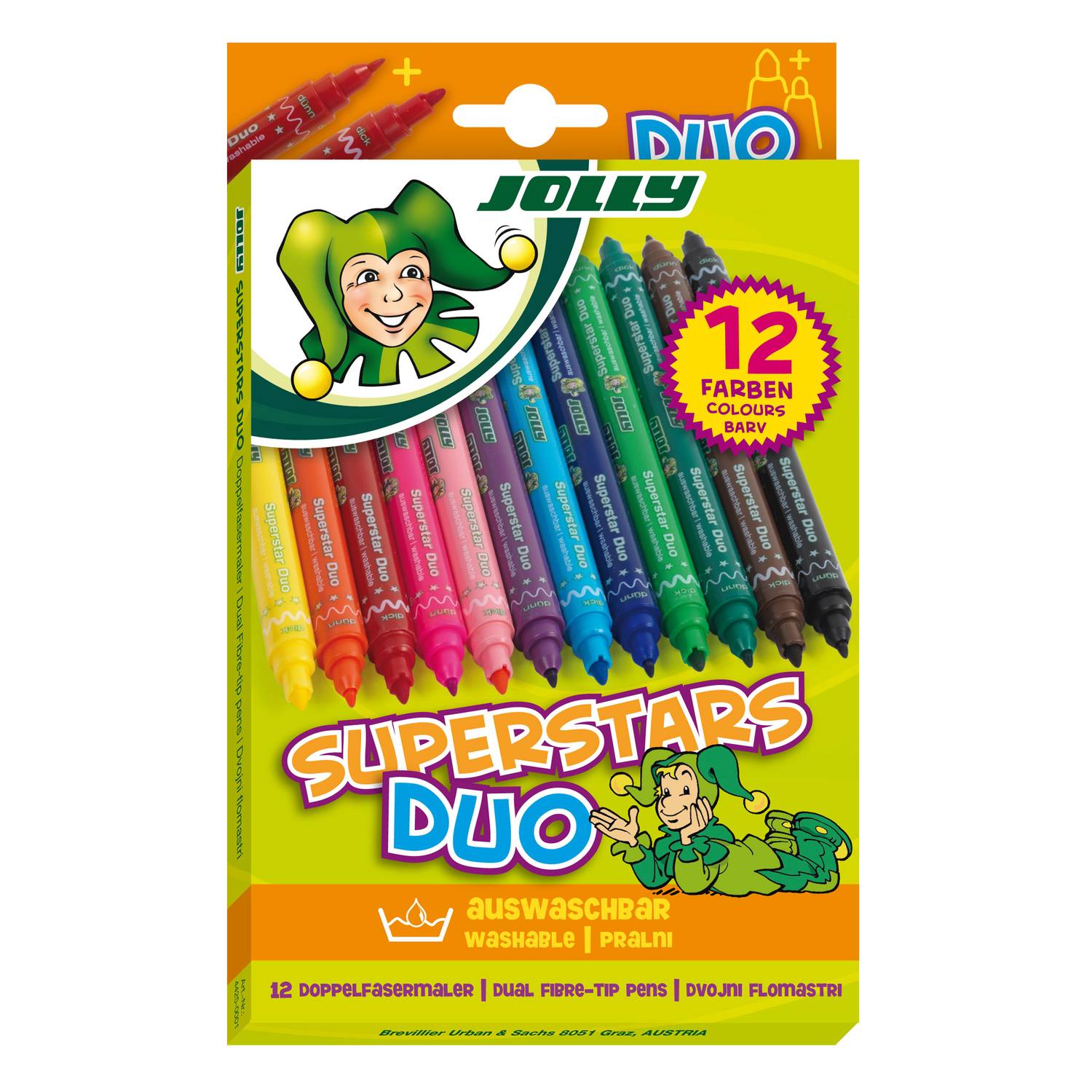 Jolly 4425-0001 Superstars DUO Filzstifte, mehrfarbig (12er Pack)