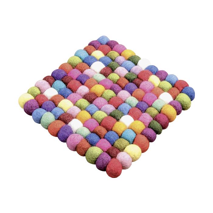RA Naturstyle FAC 80.2 Untersetzer aus Filzkugeln, handgefertigt, 20 x 20 cm, bunt (1 Stück)