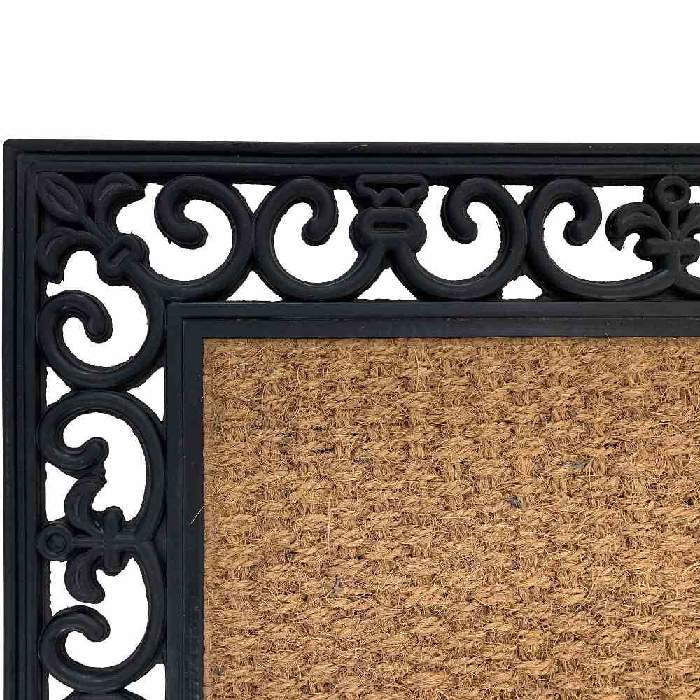 Siena Garden Gazelle Fussmatte rechteckig 45 x 75 cm aus Gummi / Kokosfasern, natur/schwarz