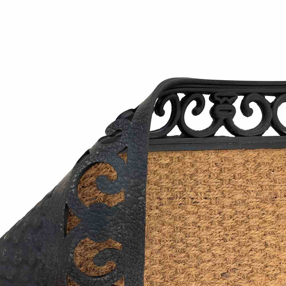 Siena Garden Gazelle Fussmatte rechteckig 45 x 75 cm aus Gummi / Kokosfasern, natur/schwarz