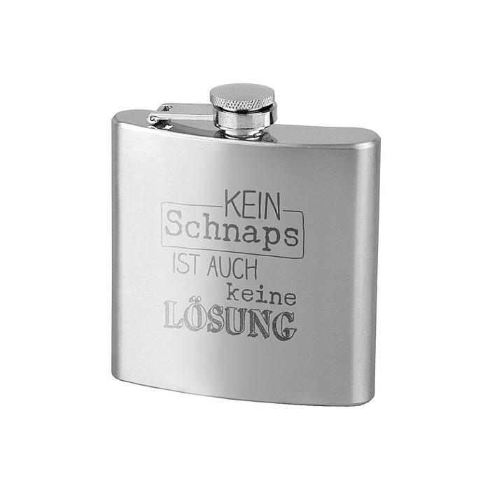 Contento 866213 Flachmann Kein Schnaps...180ml, silber