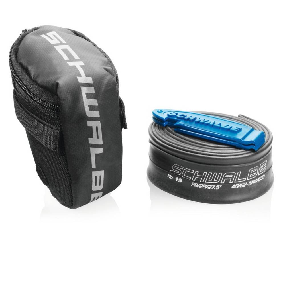 Schwalbe 1653B Satteltasche mit Schlauch 28 Satteltasche SV 17, 1x Ersatzschlauch 2x Reifenheber, schwarz, 4-teilig (1 Set)