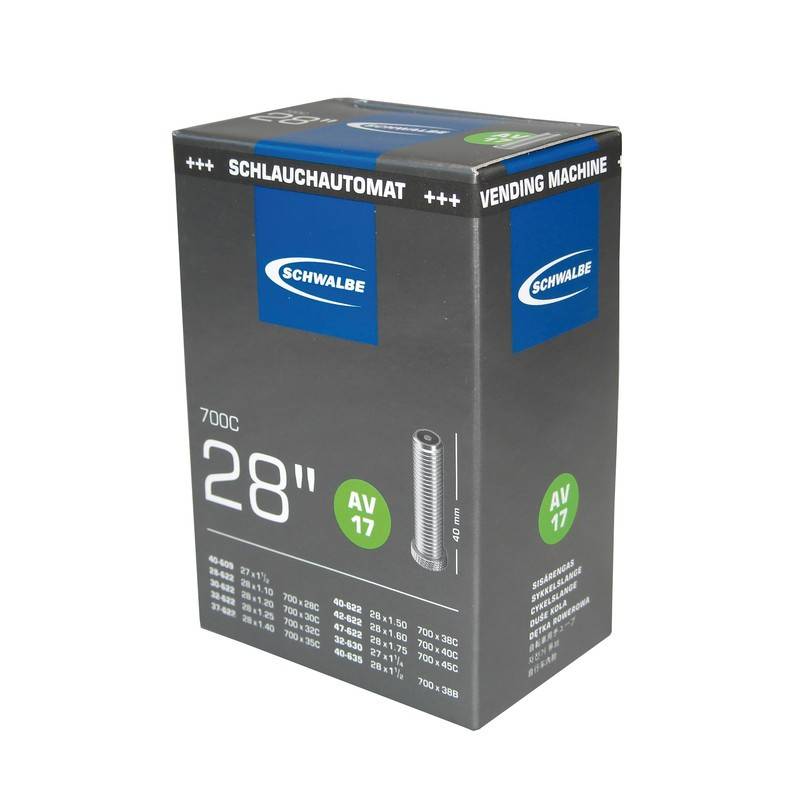 Schwalbe 10400070.01 28" Schlauch "AV 17" in Folie, 28/47-622/635, AV 40mm, schwarz