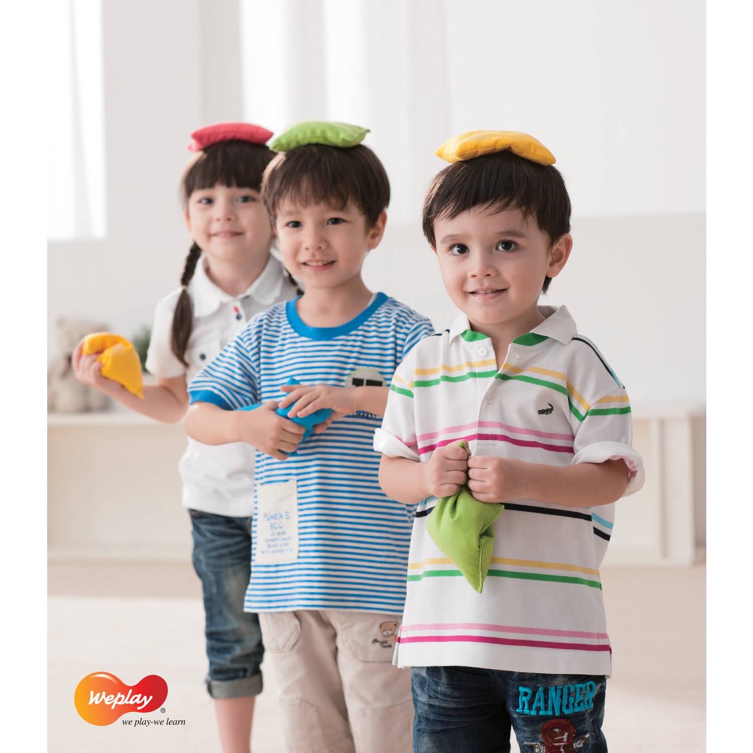 Weplay KM2007 Bohnensäckchen, 12 x 12 cm, mehrfarbig (10er Pack)