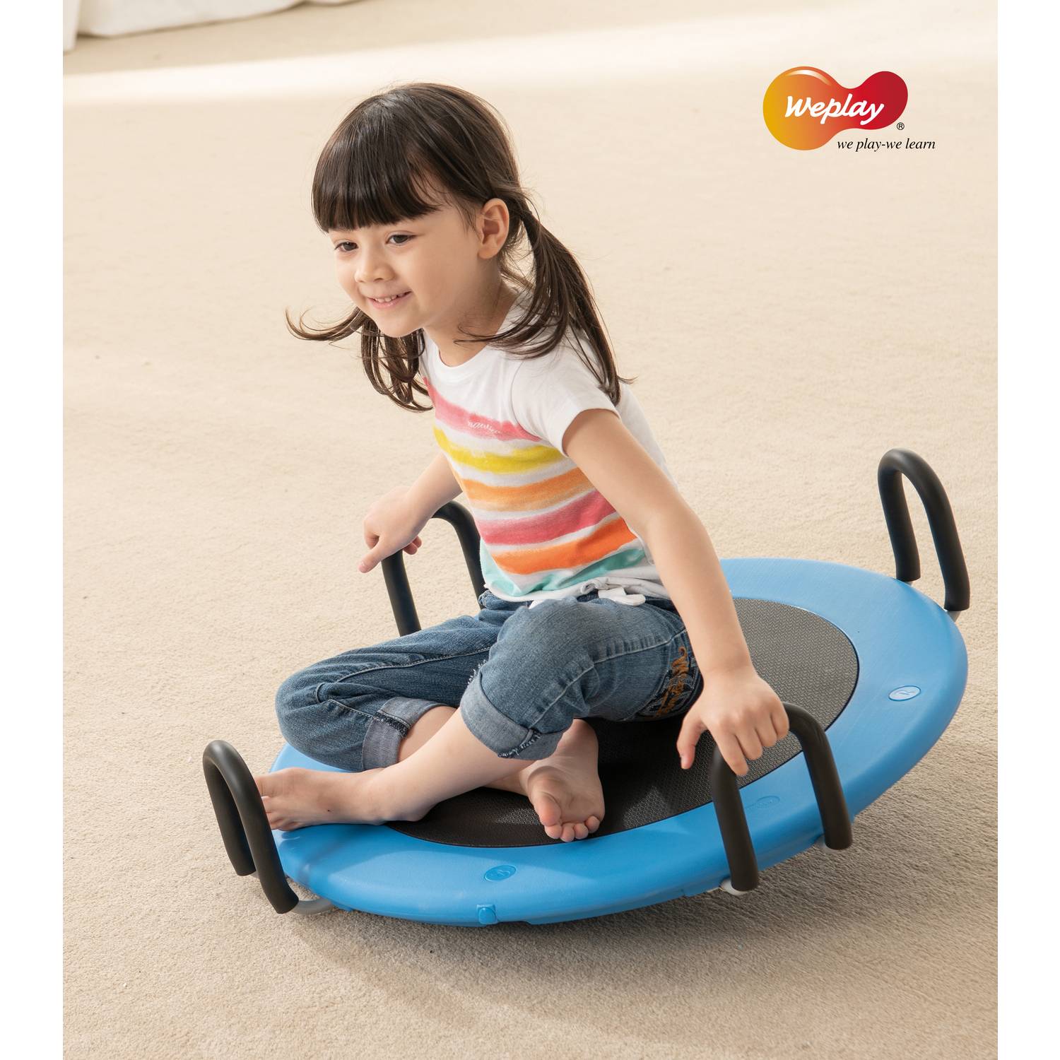 Weplay KP2002.1-00B Rotationsbrett zum balancieren für Kinder, Ø 66 cm, blau