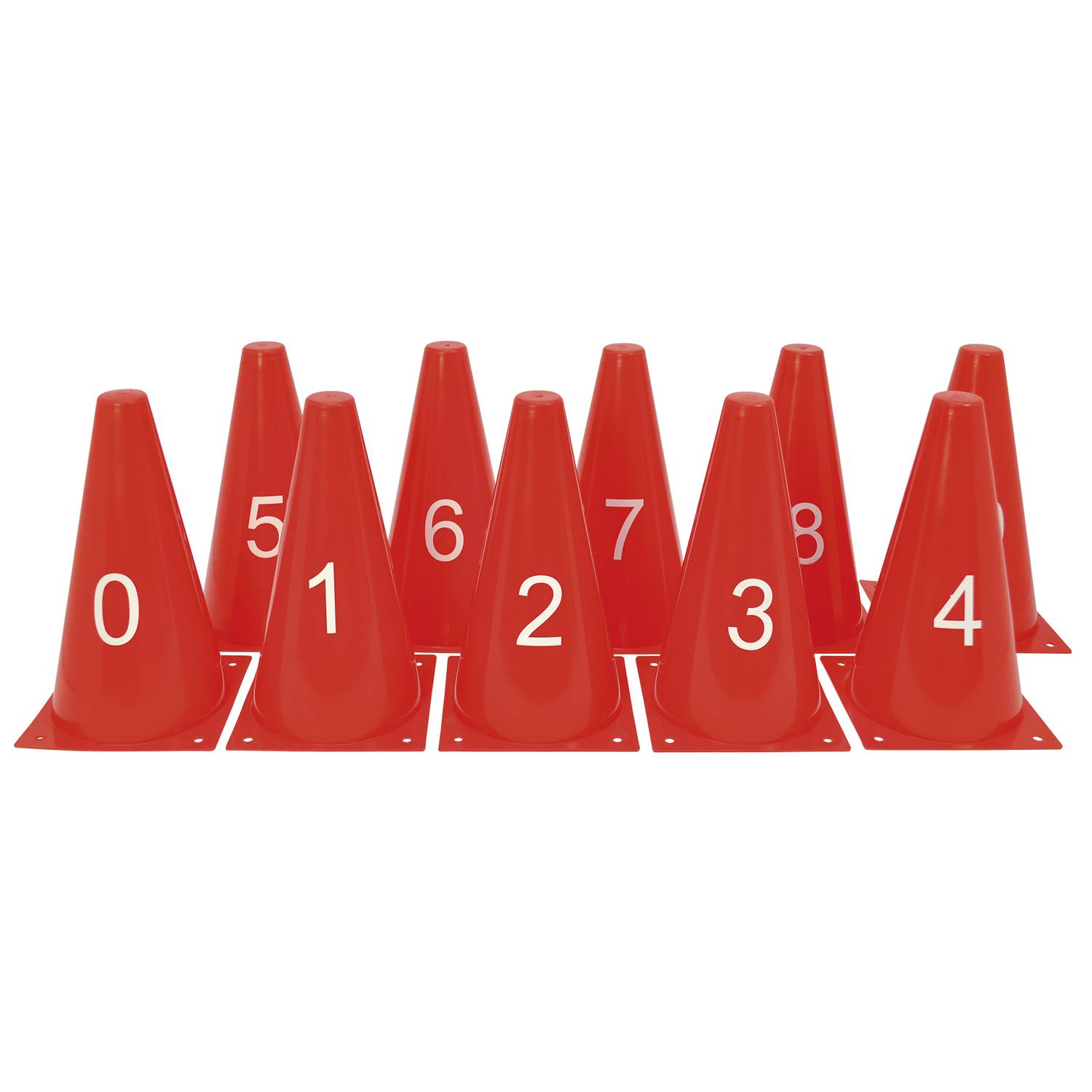 EDUPLAY 170-163 Markierungskegel Zahlen, rot, 10-teilig (1 Set)