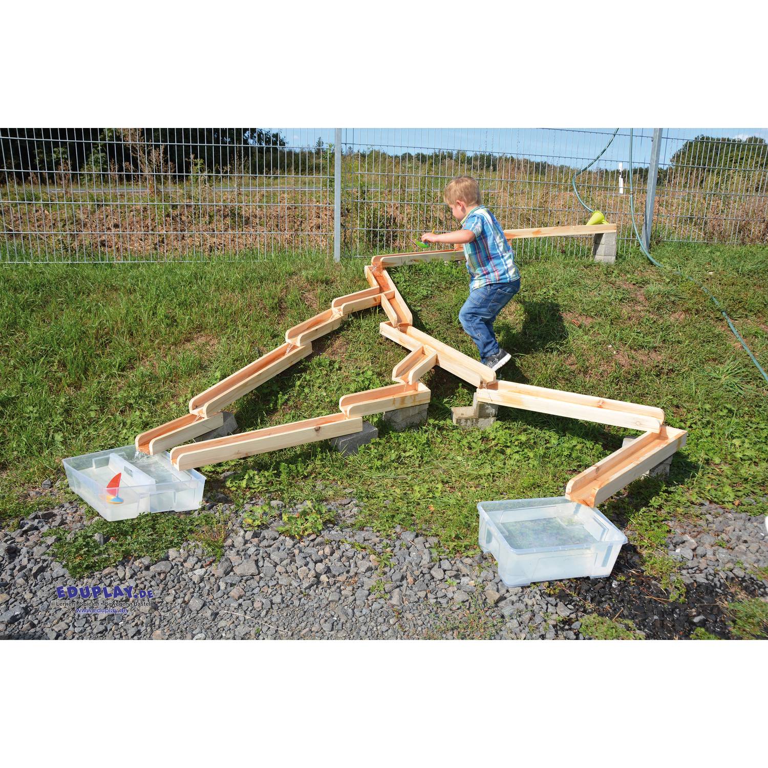 EDUPLAY 160252 Wasserbahnen Holzbahnen, natur, 12-teilig (1 Set)