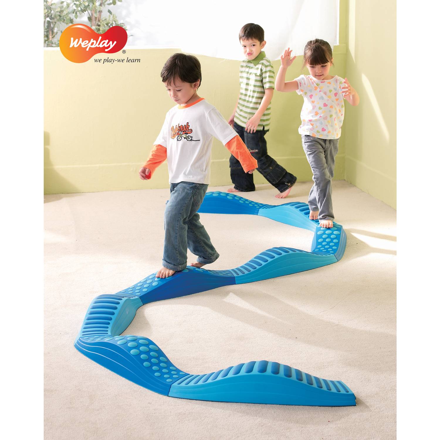 Weplay KT0009-00B Regenbogen Wellen Balancier Wege, blau, 9-teilig (1 Set)