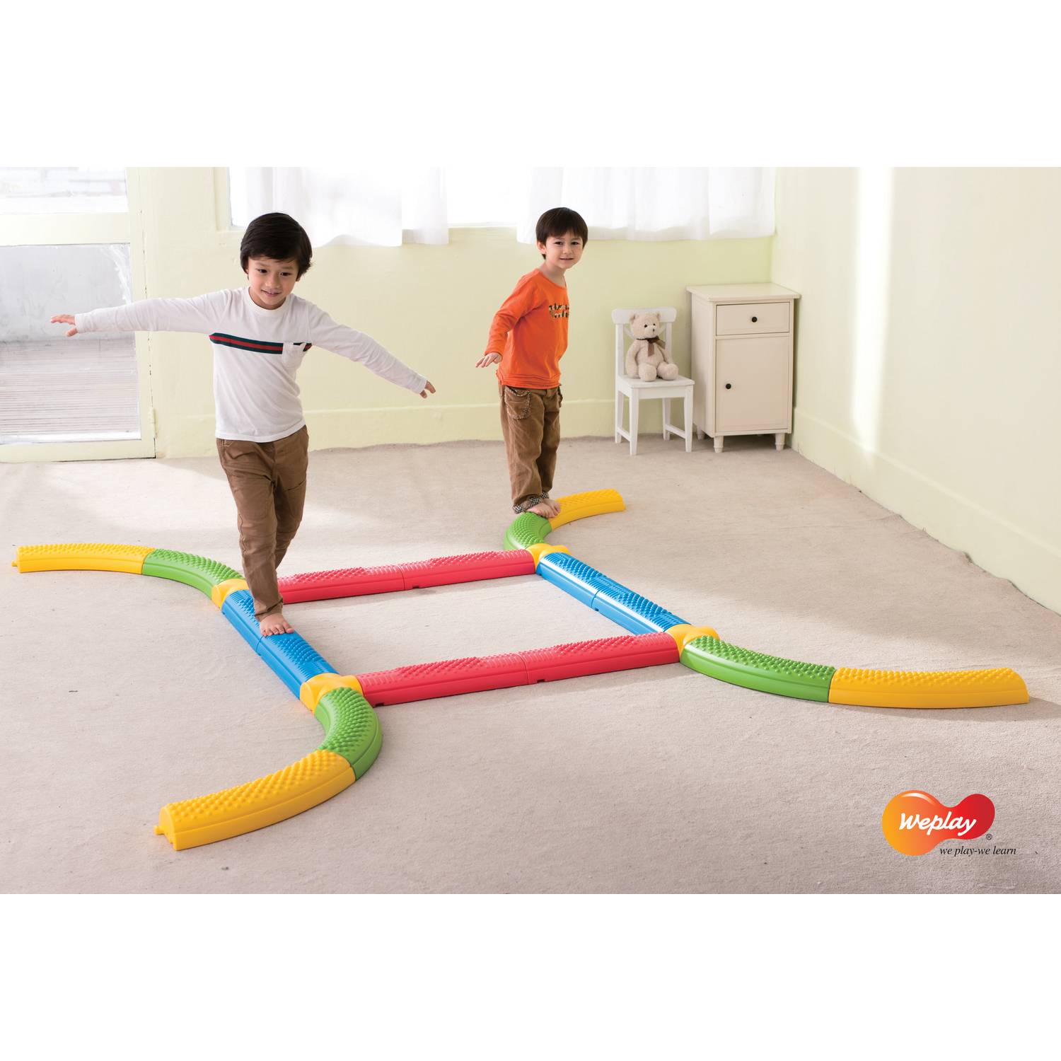 Weplay KT0002-020 Balancierpfad, gerade & gebogen, bunt, 20-teilig (1 Set)