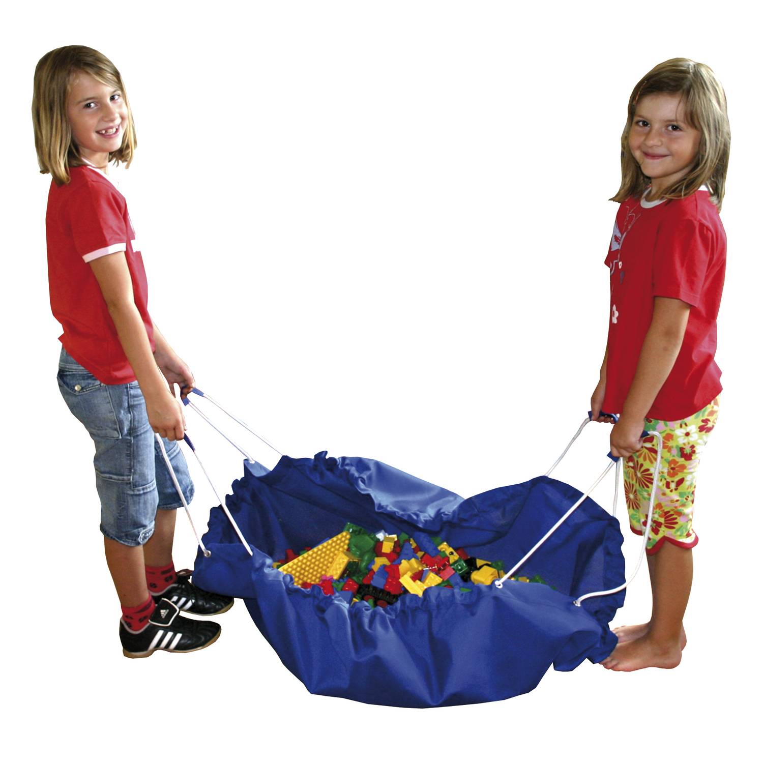 EDUPLAY 100003 2in1 Aufräumsack & Spieldecke, 100% Polyester, Ø 135 cm, blau