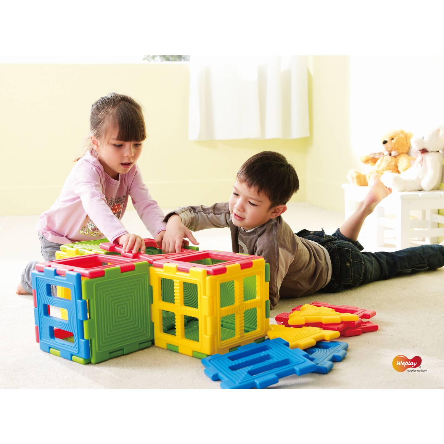 Weplay KC3002-028 We-Blocks Minis Bauelemente, bunt, 28-teilig (1 Set)
