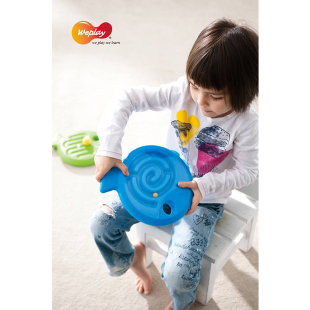 Weplay KF0006 Tricky Fish Balance Fisch, blau mit 2 Kugeln, blau