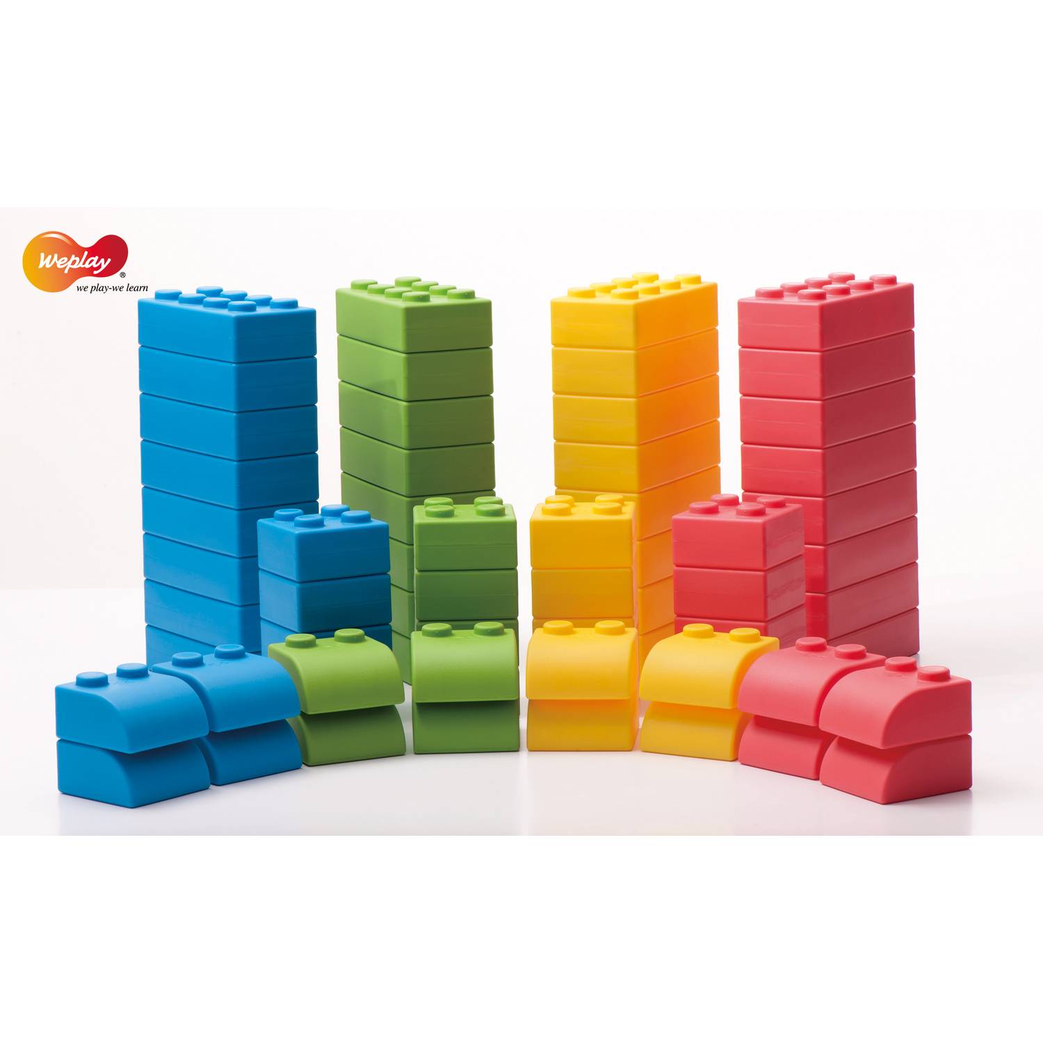 Weplay KC0004 Q-Blocks Kreativ Soft Bausteine, bunt, 64-teilig (1 Set)