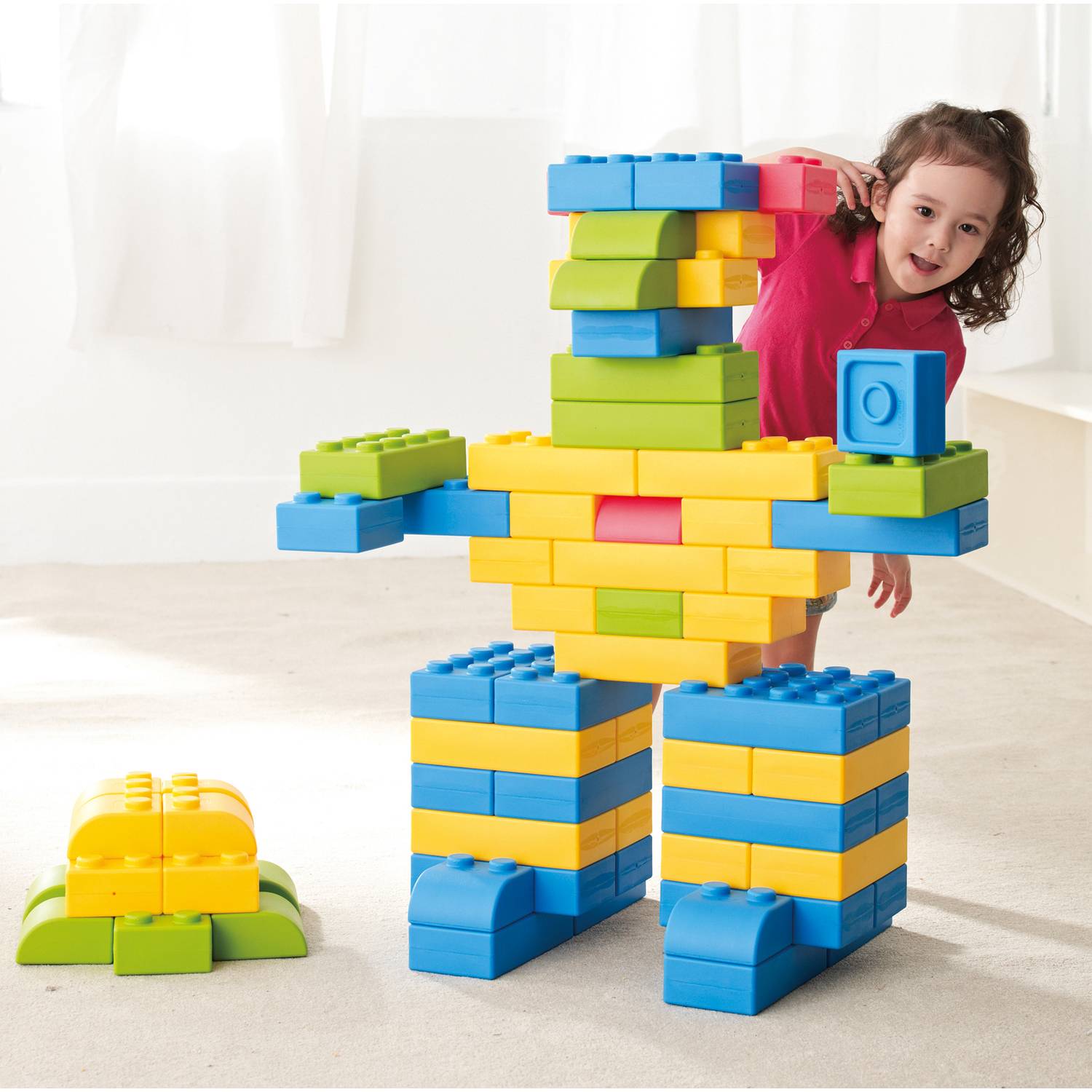 Weplay KC0004 Q-Blocks Kreativ Soft Bausteine, bunt, 64-teilig (1 Set)