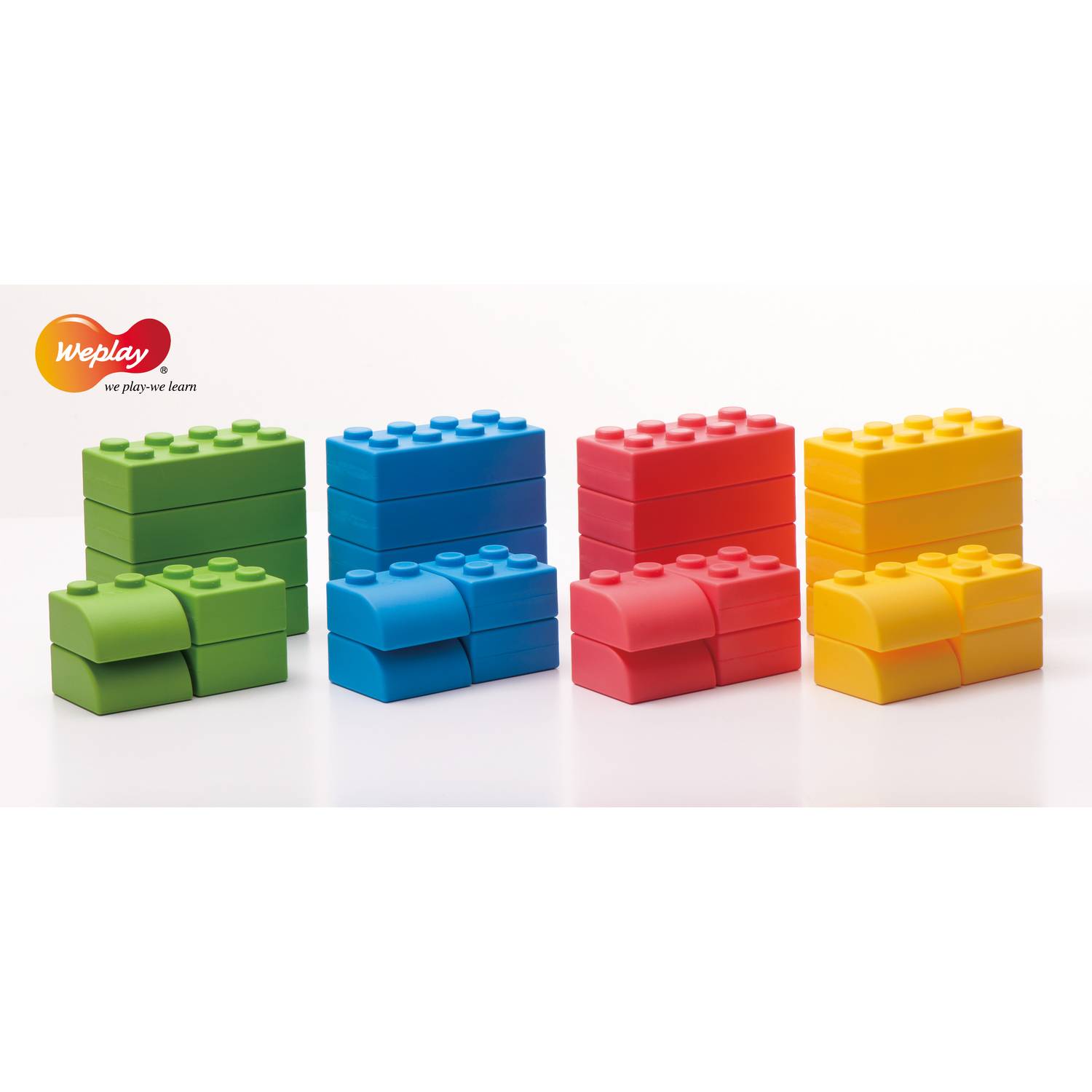 Weplay KC0004-032 Q-Blocks Kreativ Soft Bausteine, bunt, 32-teilig (1 Set)