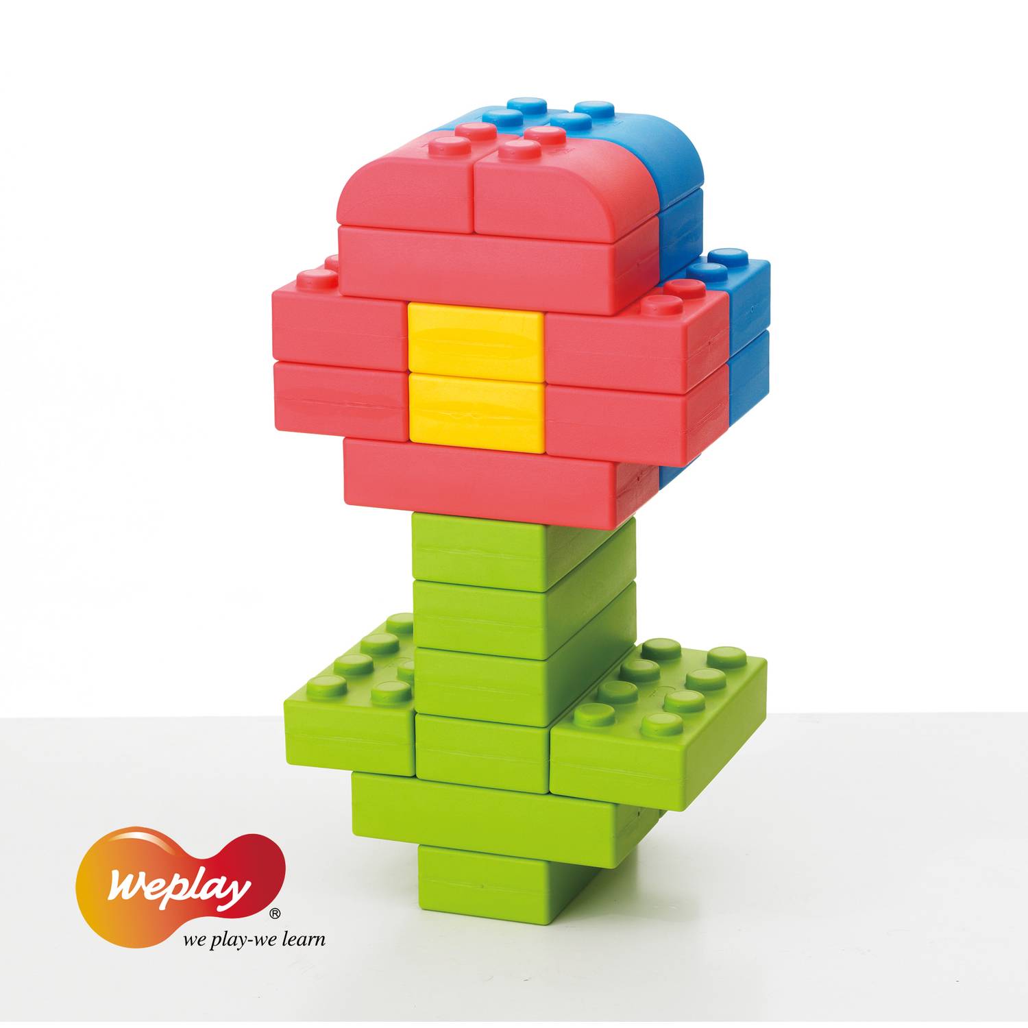 Weplay KC0004-065 Q-Blocks Kreativ Soft Bausteine mit Tasche, mehrfarbig, 64-teilig (1 Set)