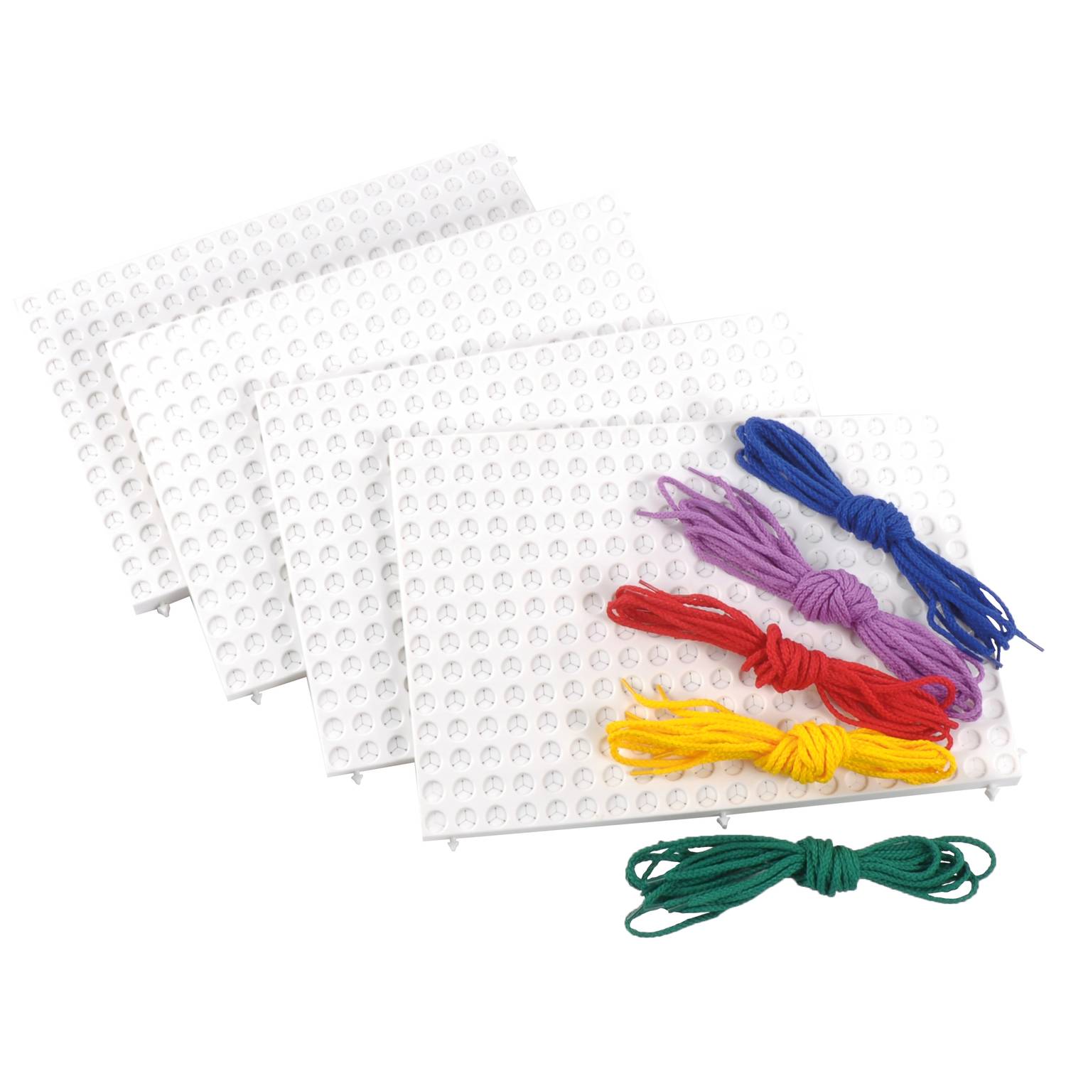 EDUPLAY 120285 Playboards, 4 x 19,5 x 28 cm, Schnüre, Fädelstifte (Farbe zufällig, 1 Set)