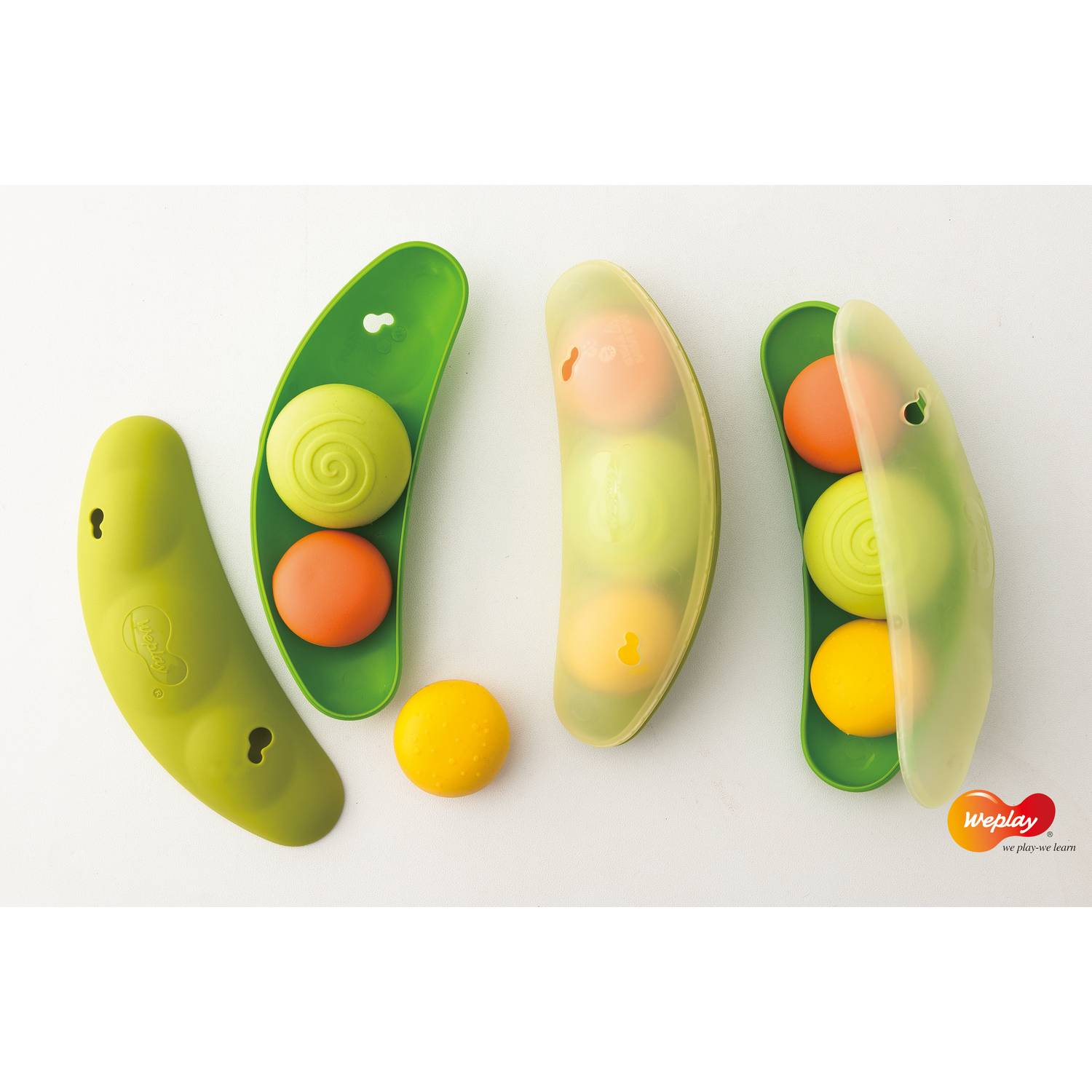 Weplay KF0013 Bean Pods, Bohnen Motorik, grün/gelb/orange (1 Set)