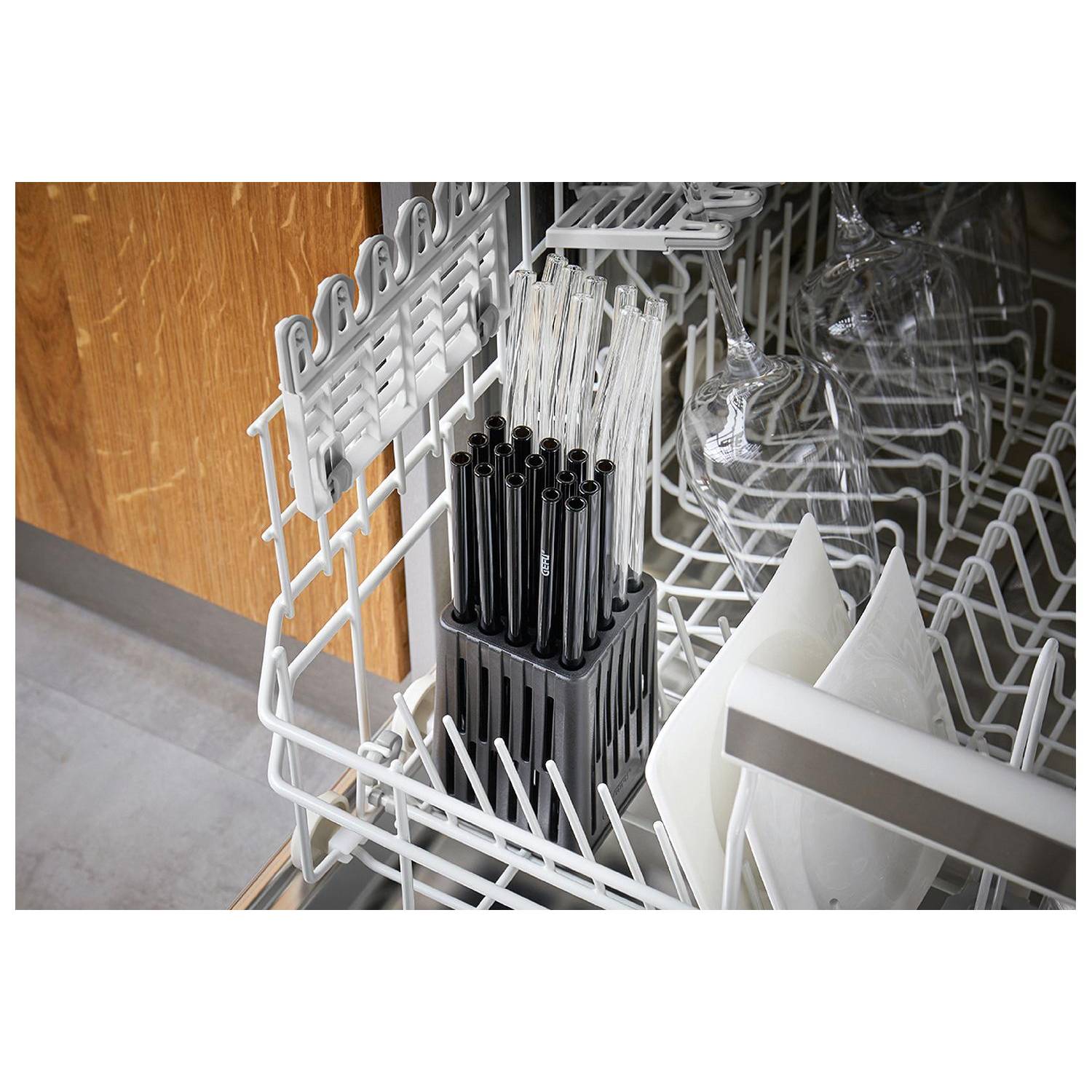 GEFU 12708 Trinkhalmkorb Future für 25 Trinkhalme, grau