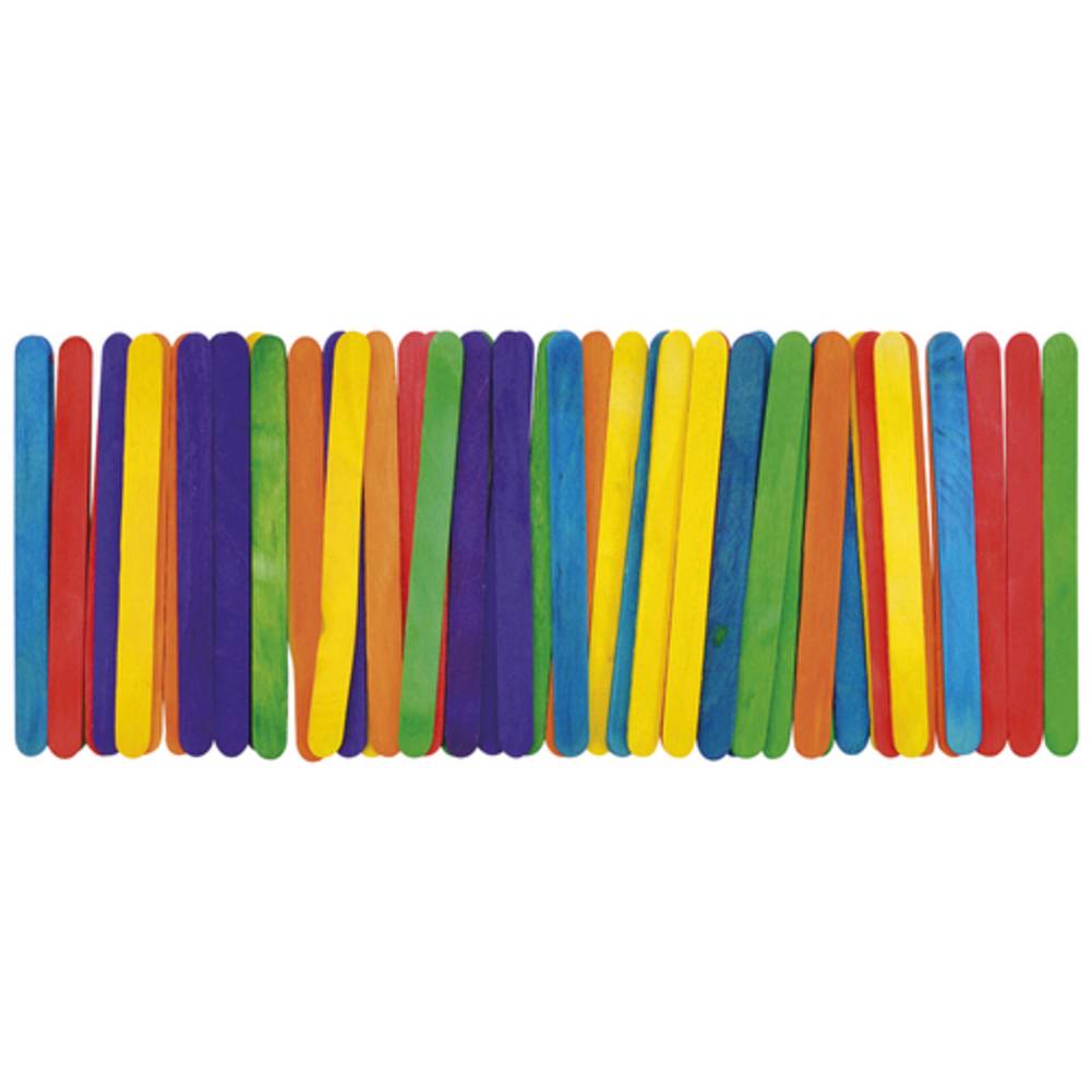EDUPLAY 200-004 Bastelhölzer Holzstäbchen Eis-Stiel Lollipop klein, mehrfarbig, 50-teilig (1 Set)