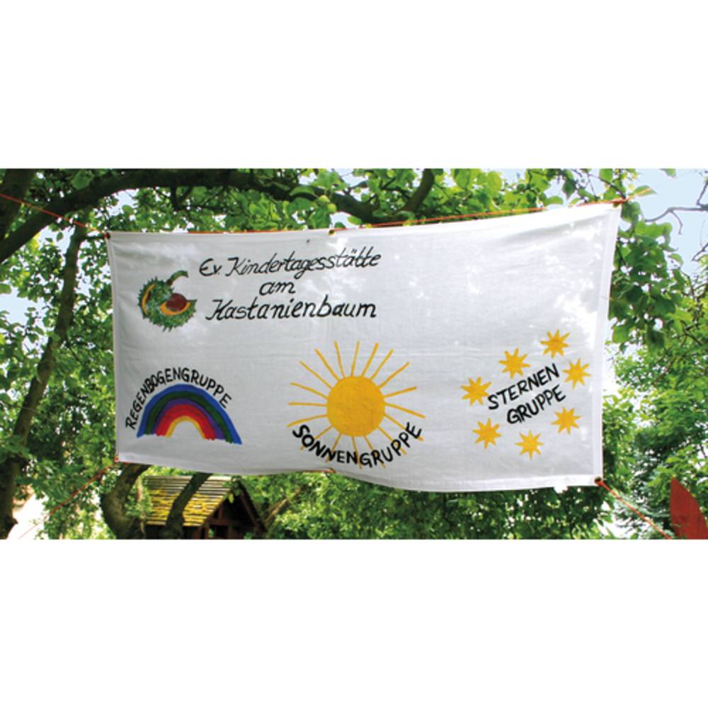 EDUPLAY 230-030 Banner mit 6 Ösen zum Selbstgestalten, 100% Baumwolle, 130x62 cm, weiß