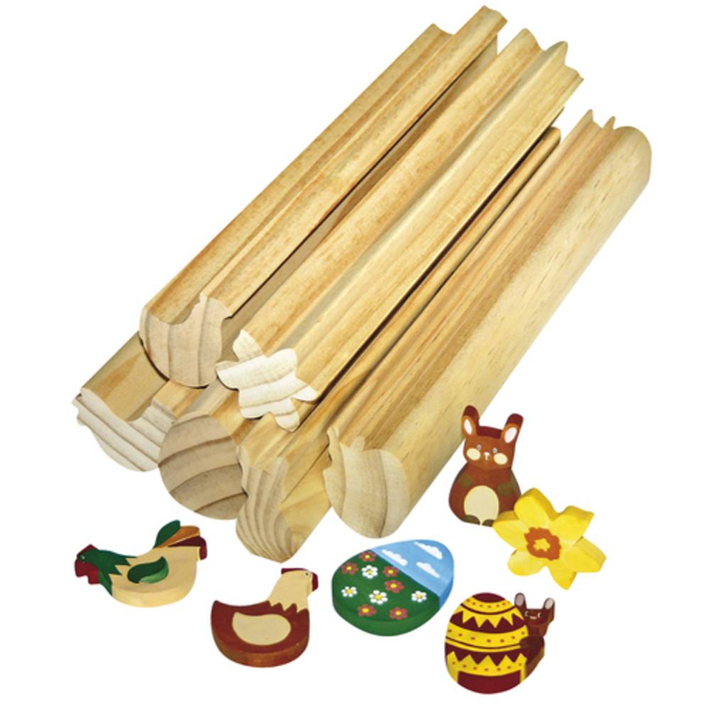 EDUPLAY 210-049 Profilholz Ostern, 6 Stangen, ca. 6 x 5 x 30 cm, natur, 6-teilig (1 Set)