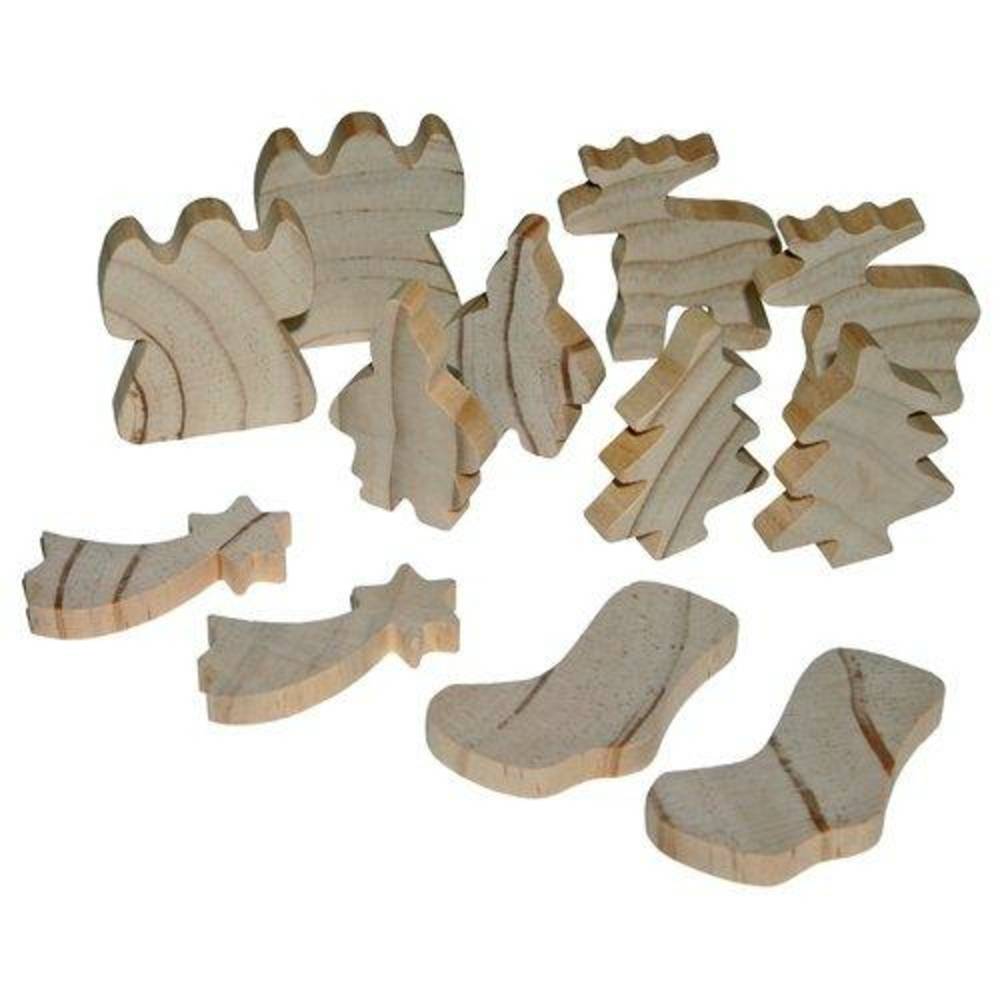 EDUPLAY 210-053 Holzfiguren Weihnachten, natur, 12-teilig (1 Set)