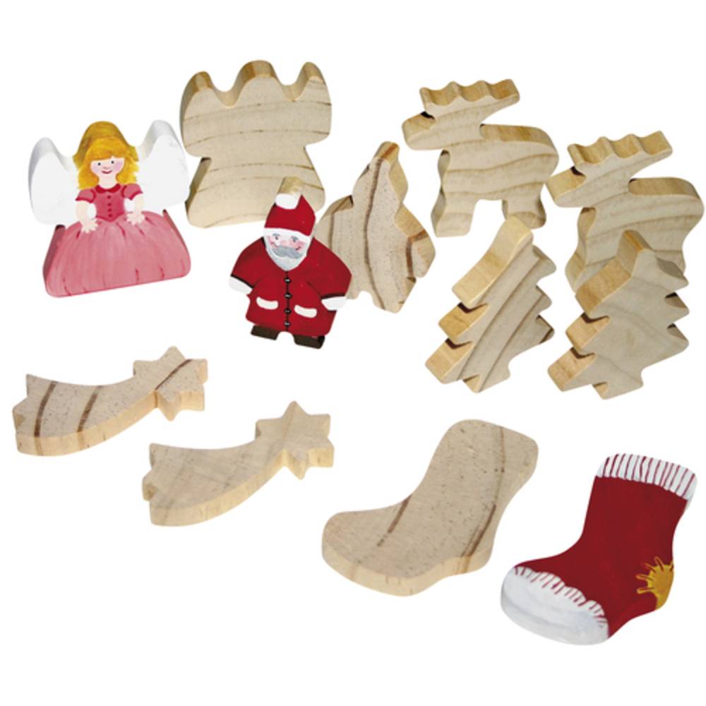 EDUPLAY 210-053 Holzfiguren Weihnachten, natur, 12-teilig (1 Set)