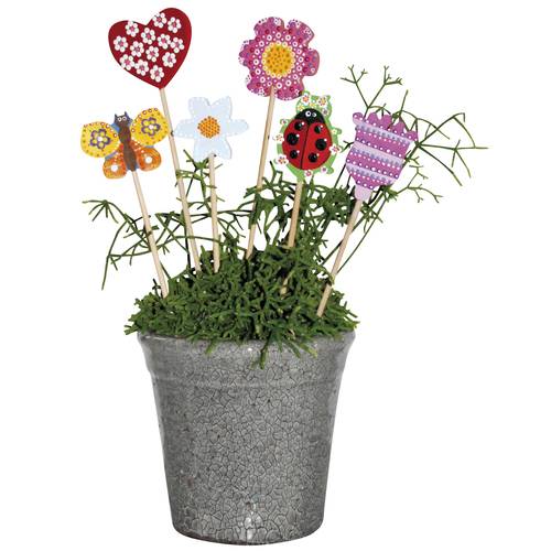 EDUPLAY 210-065 Blumenstecker, zum Anmalen, natur, 12-teilig (1 Set)