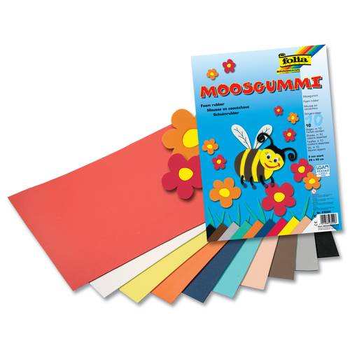 folia 23509 Moosgummi 29 x 40 cm, 10 Farben, mehrfarbig (10 Blatt)