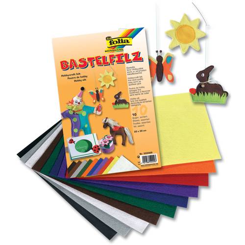 folia 520409 Bastelfilz 150 g/m², 20 x 30 cm, mehrfarbig (10 Bogen)