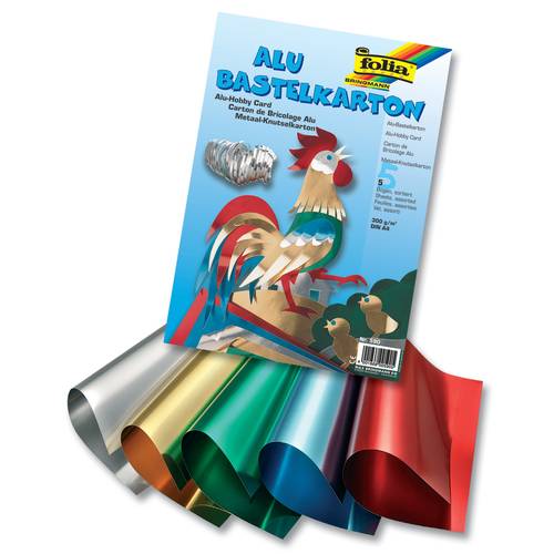 folia 59009 Alu Bastelkarton 300g/m², 35x50cm, mehrfarbig (10 Blatt)