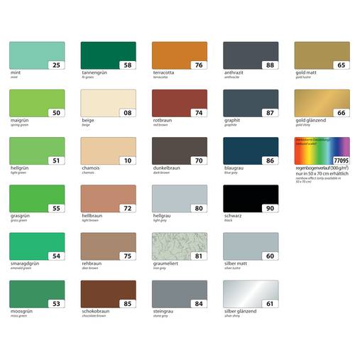 Folia Tonpapier 130 g/m², 50 x 70 cm, 25 Farben, mehrfarbig, 25-teilig (1 Set)