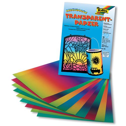 folia 77084 Regenbogen Transparentpapier 100 g/m², 22 x 51 cm, mehrfarbig (25 Blatt)