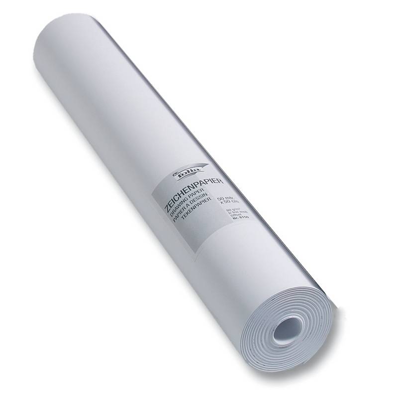 folia 8150 Zeichenpapierrolle 80g/m², holzfrei, 50 cm x 50 m, weiß (25 qm Rolle)