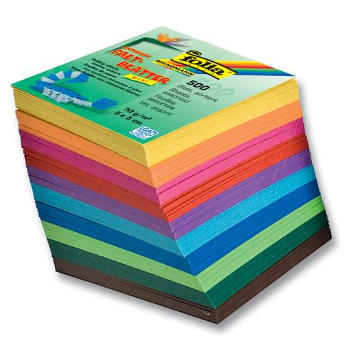 folia 8955 Faltblätter 70 g/m², 5 x 5 cm, Mini, 500 Blatt, 10 Farben, mehrfarbig (1 Stück)