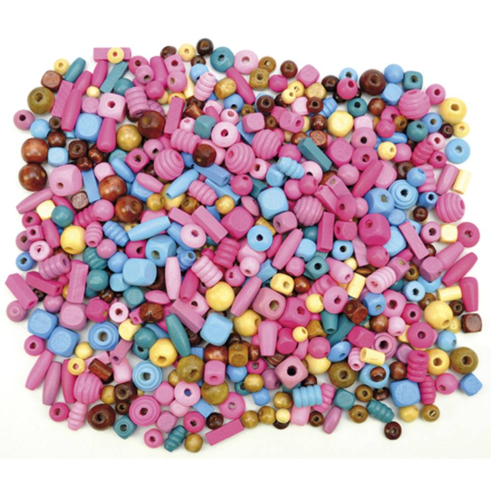 EDUPLAY 200074 Holzperlen, verschiedene Formen & Farben, bunt (250 g)