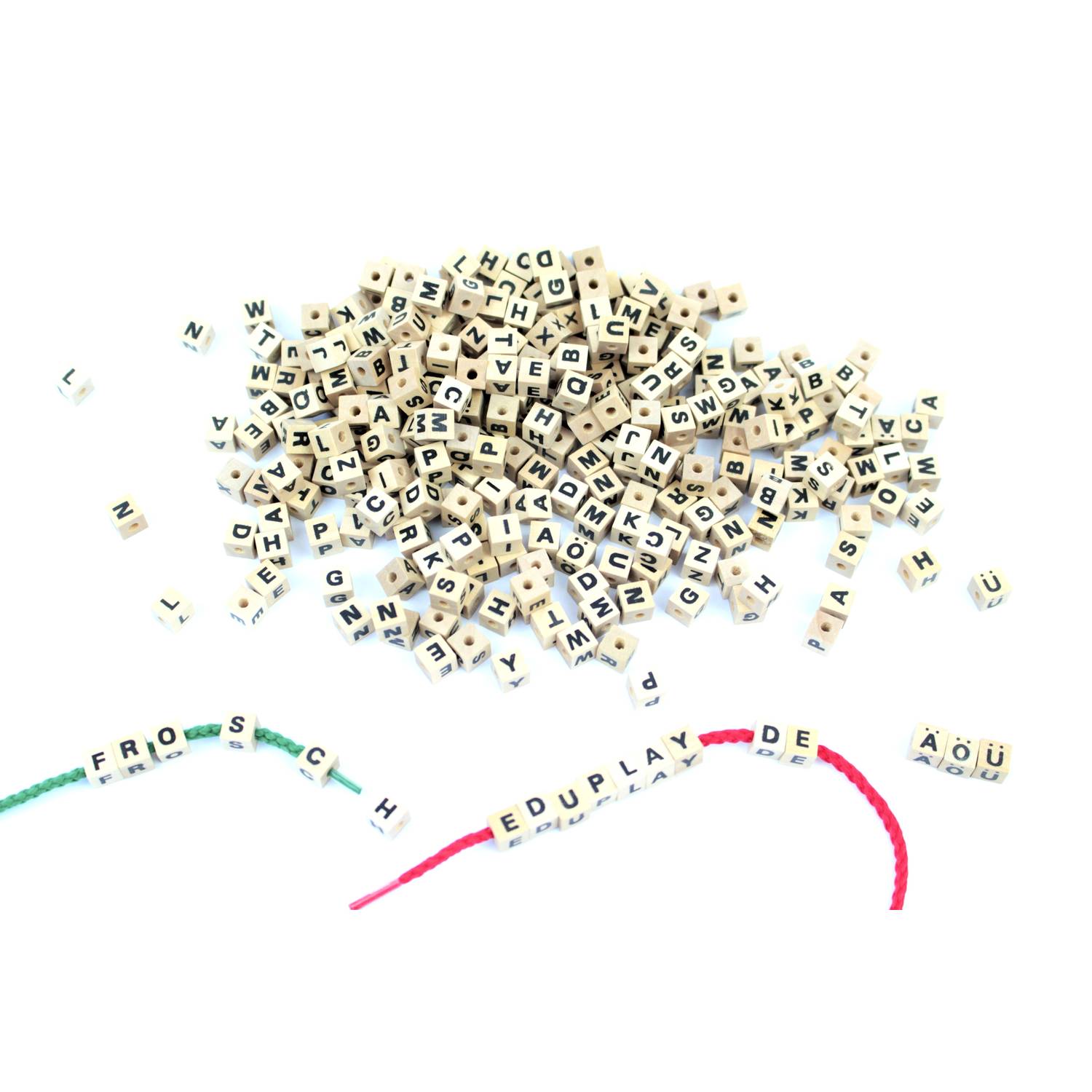 EDUPLAY 200-075 Buchstabenwürfel aus Holz, 7,5 x 7,5 x 7,5 mm, natur (300er Pack)
