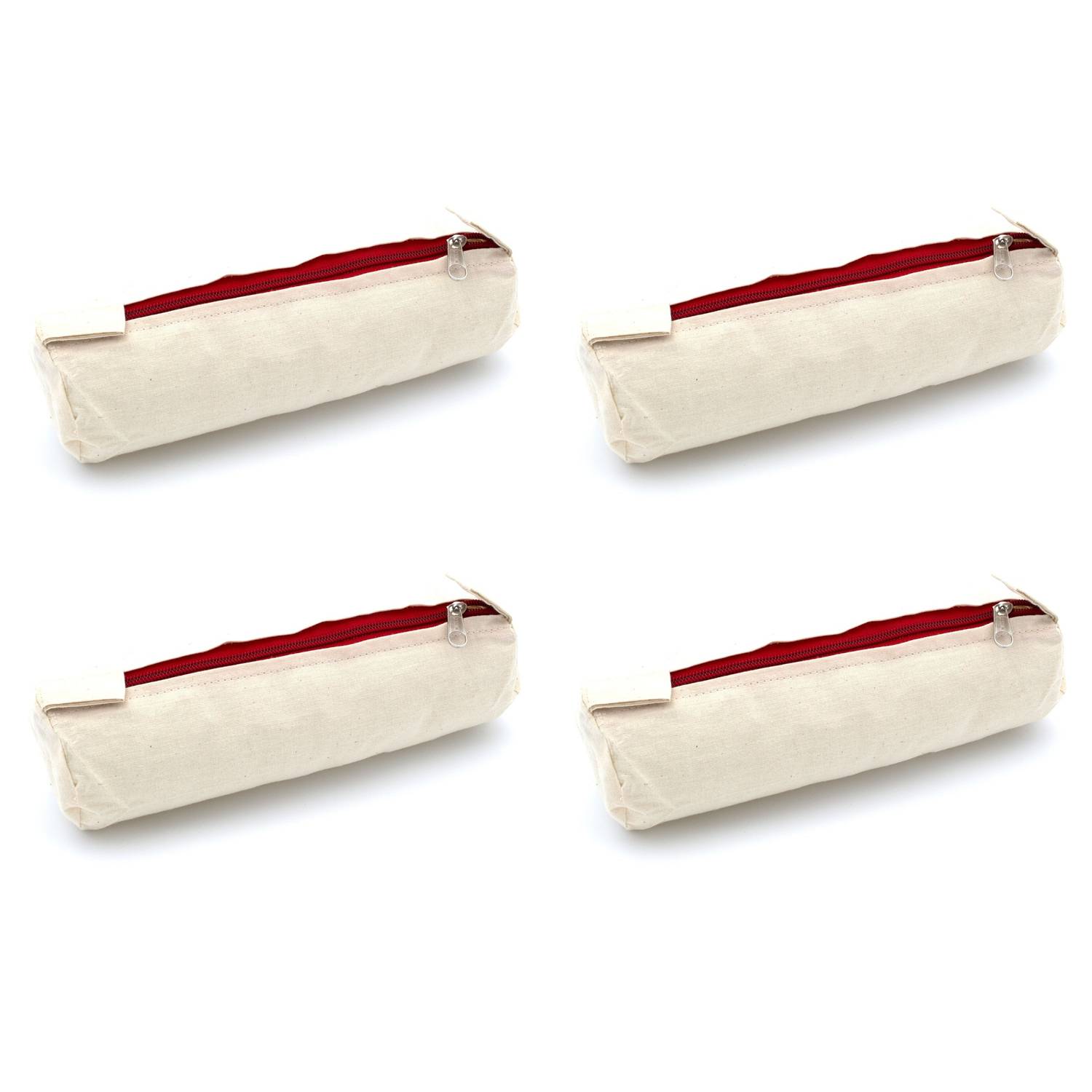 EDUPLAY 230037 Schlampermäppchen, 100% Baumwolle, Ø 7cm, 23 cm, blanko zum bemalen & selbst gestalten, natur (4er Pack)