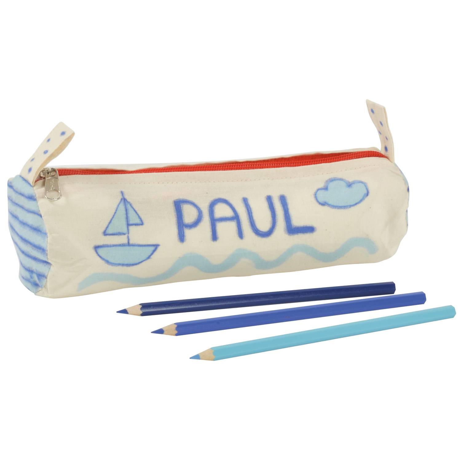 EDUPLAY 230037 Schlampermäppchen, 100% Baumwolle, Ø 7cm, 23 cm, blanko zum bemalen & selbst gestalten, natur (4er Pack)