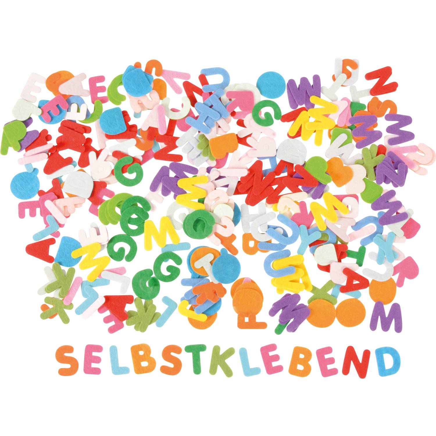 EDUPLAY 210255 Filzbuchstaben, 3 cm, 1 mm stark, Polyesterfilz, 300-teilig (Farbe zufällig, 1 Set)
