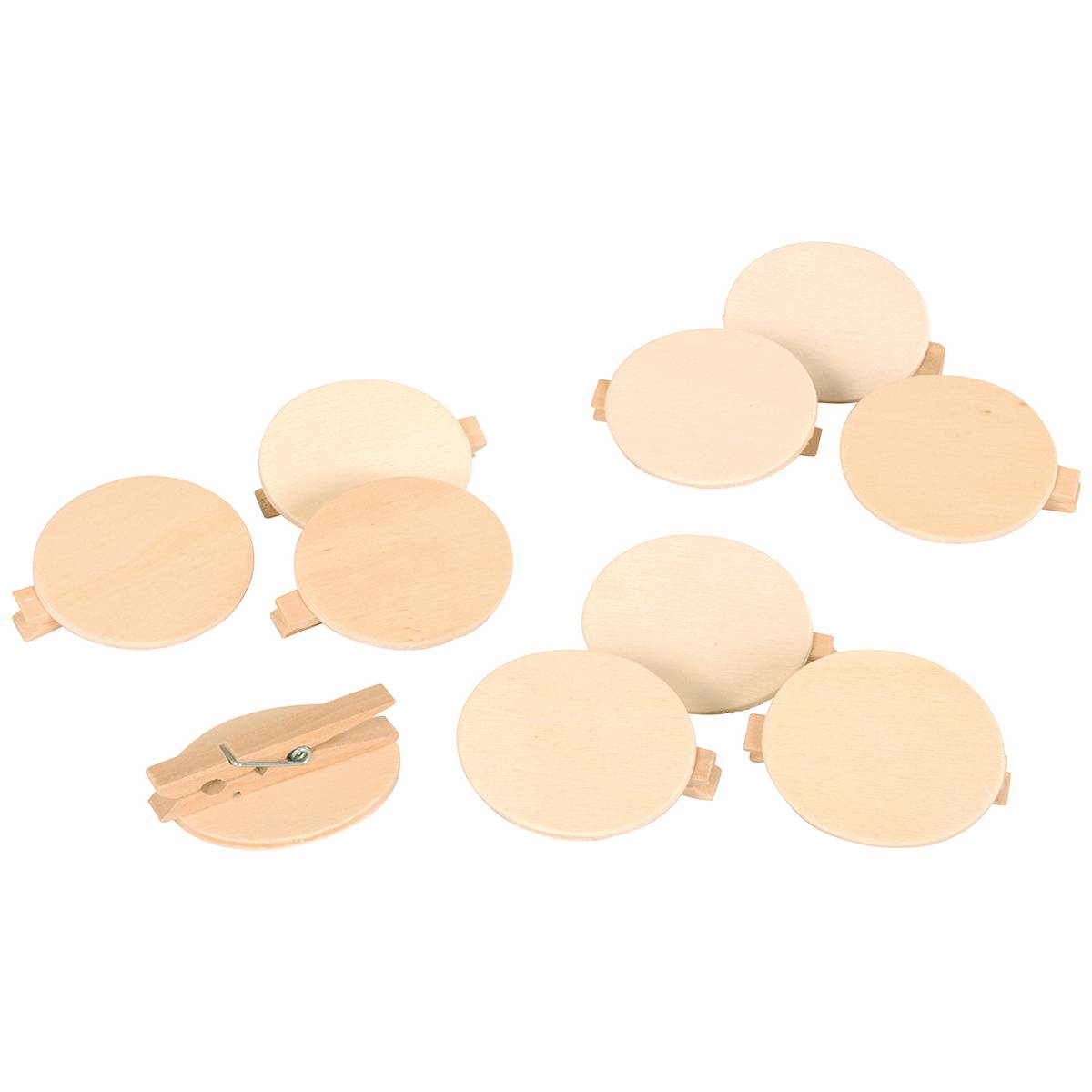 EDUPLAY 210257 Holz-Buttons blanko zum Anstecken, 5 x 4 x 2 cm, natur, 10-teilig (1 Set)