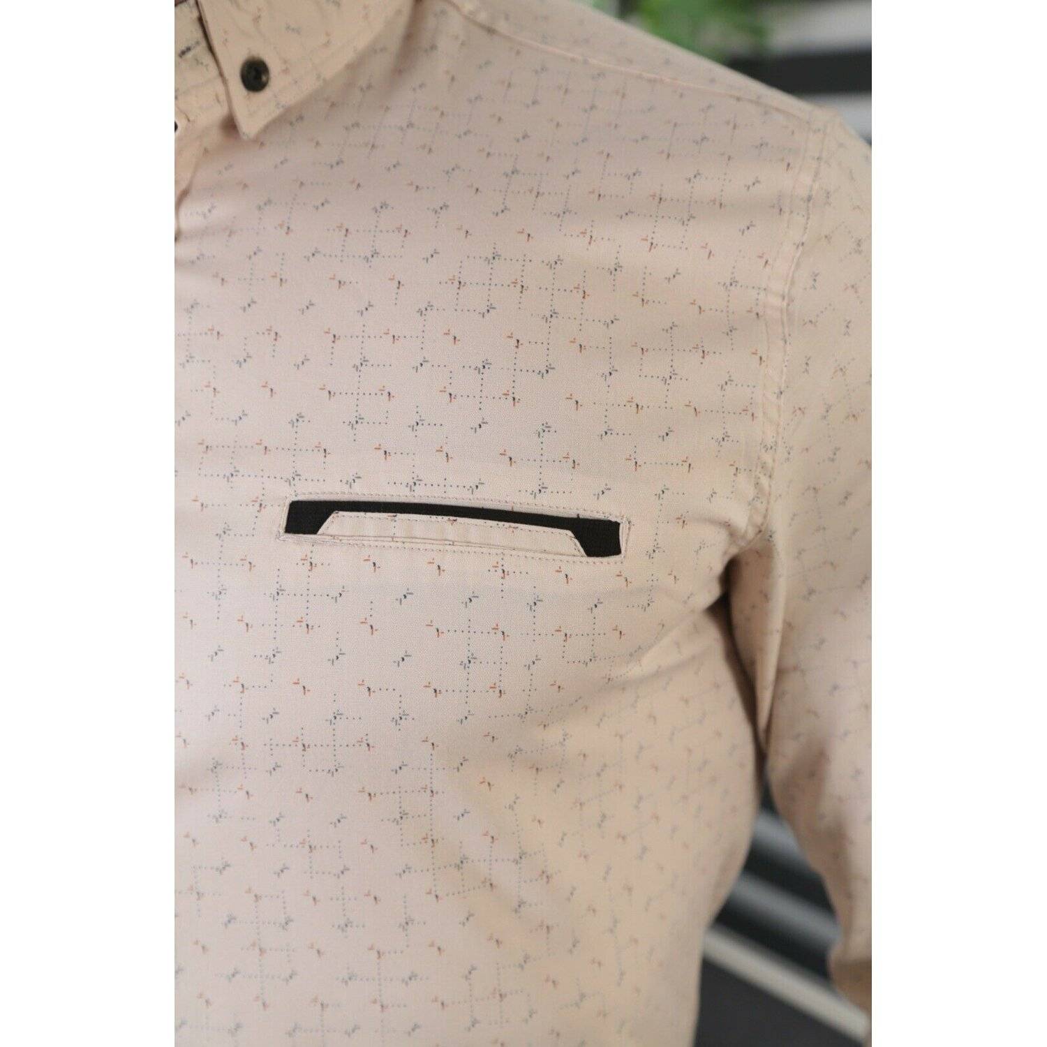 Megaman H-1850 Langarmhemd Herren designer Premium Megaman Hemd Slim-Fit Business Hochzeit Größe 3XL Beige