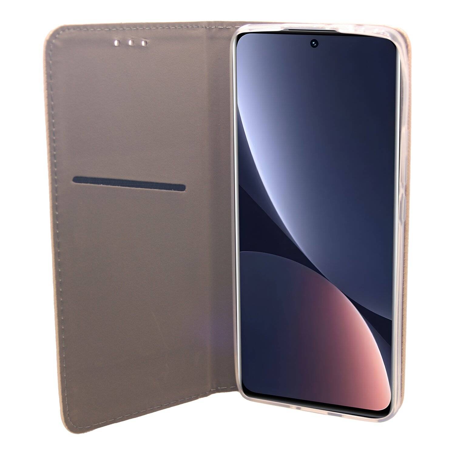 Buch Tasche "Smart" für XIAOMI 12 PRO 5G Handy Hülle Etui Brieftasche Schutzhülle mit Standfunktion, Kartenfach Gold