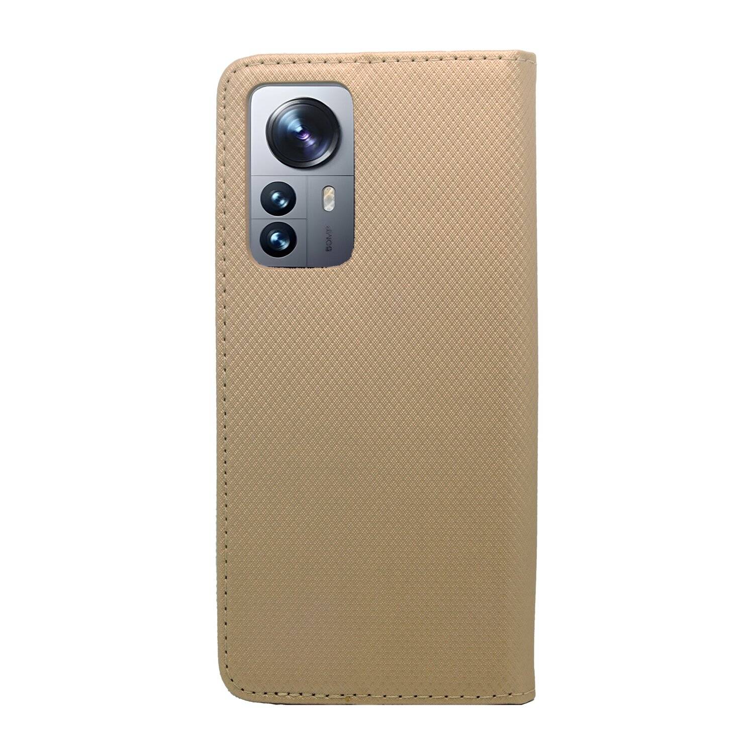 Buch Tasche "Smart" für XIAOMI 12 PRO 5G Handy Hülle Etui Brieftasche Schutzhülle mit Standfunktion, Kartenfach Gold