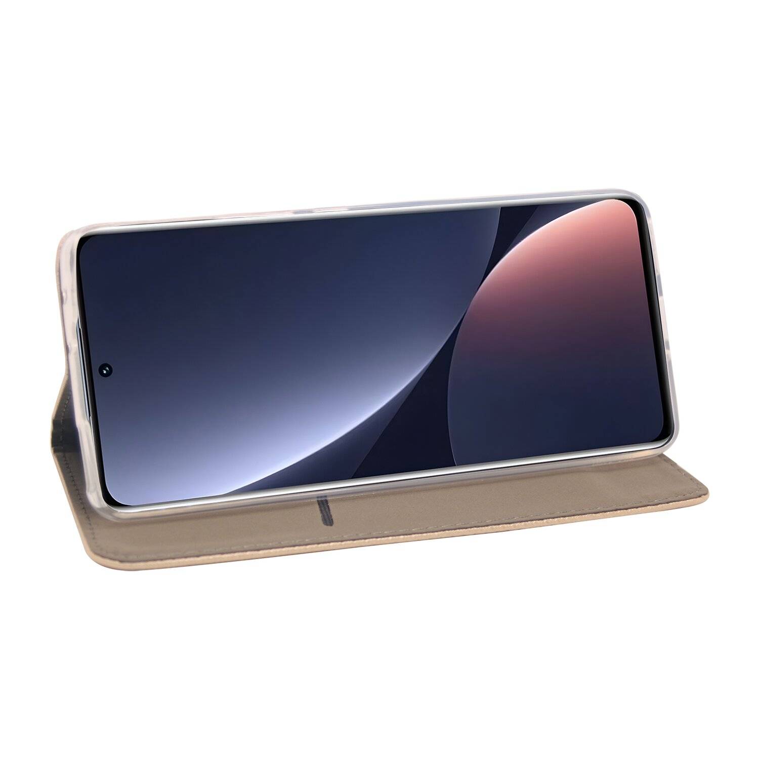 Buch Tasche "Smart" für XIAOMI 12 PRO 5G Handy Hülle Etui Brieftasche Schutzhülle mit Standfunktion, Kartenfach Gold
