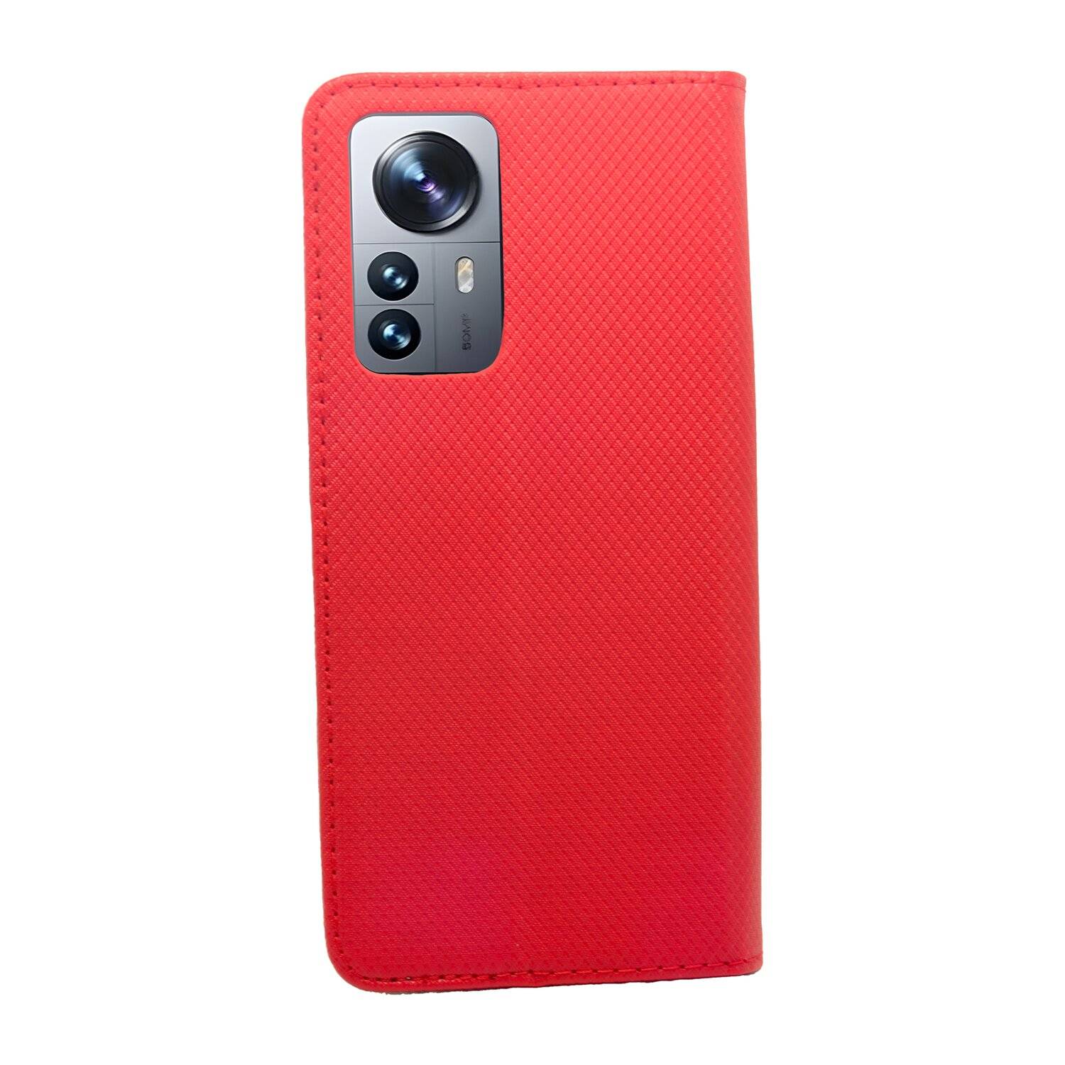 Buch Tasche "Smart" für XIAOMI 12 PRO 5G Handy Hülle Etui Brieftasche Schutzhülle mit Standfunktion, Kartenfach Rot