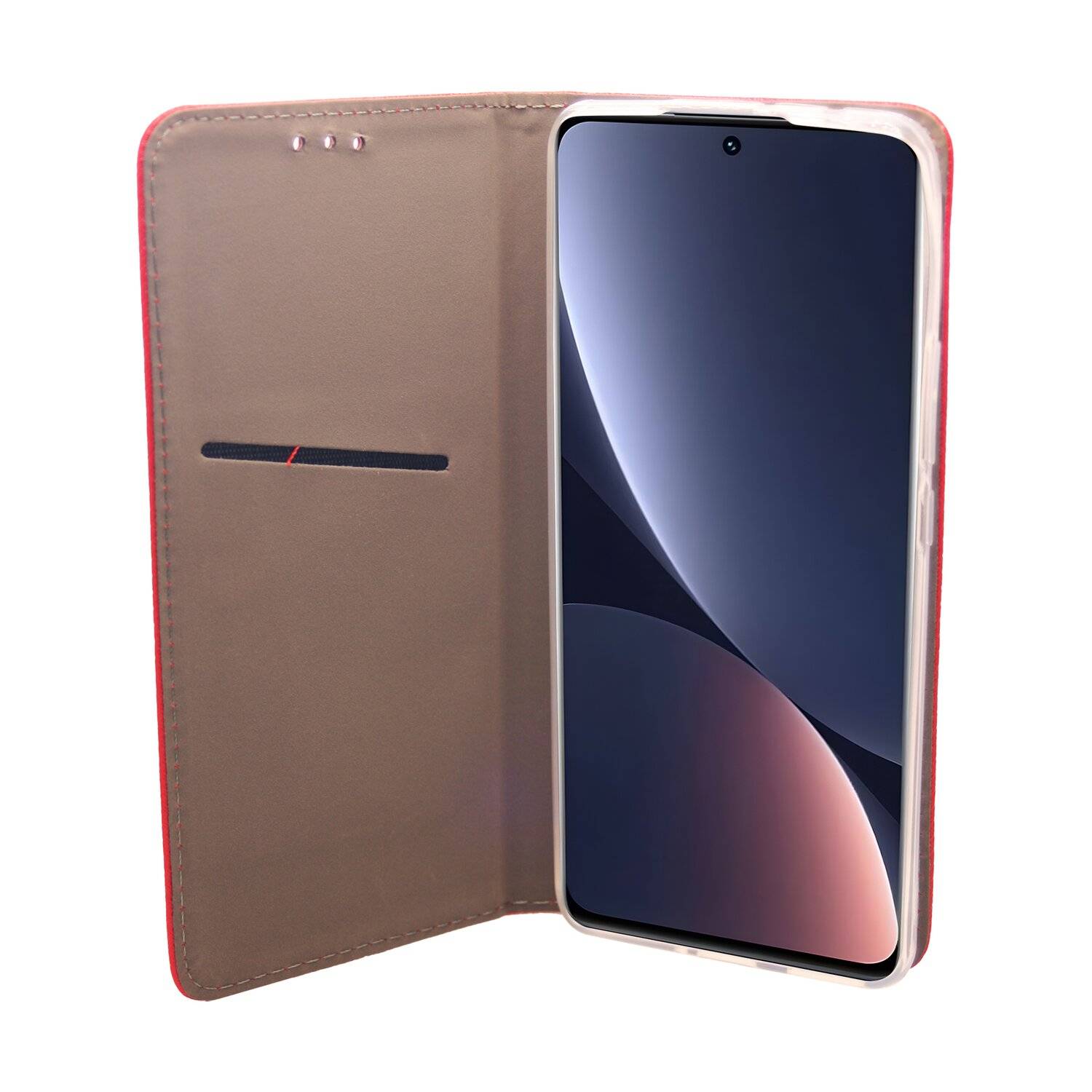 Buch Tasche "Smart" für XIAOMI 12 Handy Hülle Etui Brieftasche Schutzhülle mit Standfunktion, Kartenfach Rot