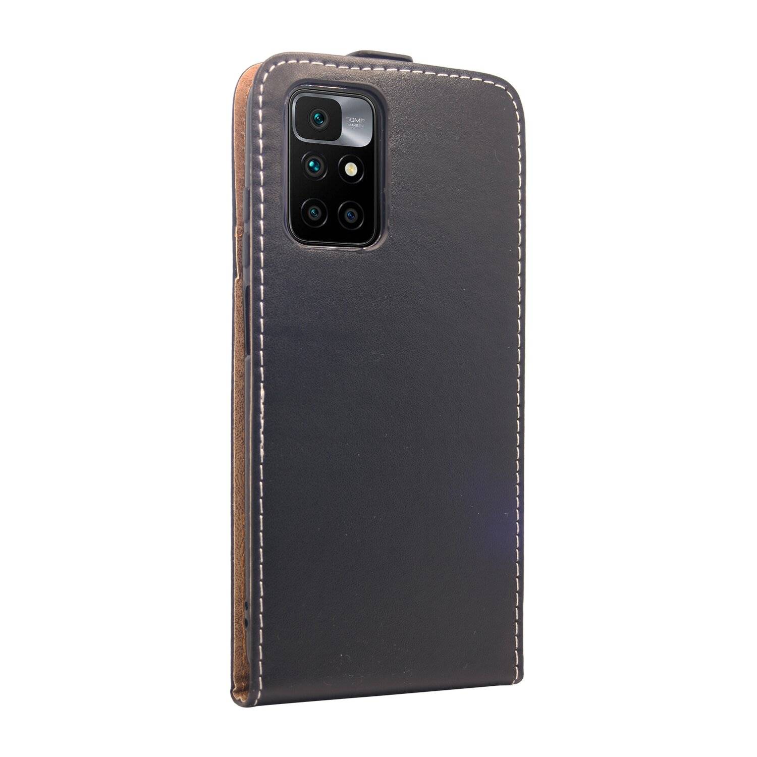 Flip Case für XIAOMI REDMI 10 Handy Tasche vertikal aufklappbar Schutzhülle Klapp Hülle Schwarz